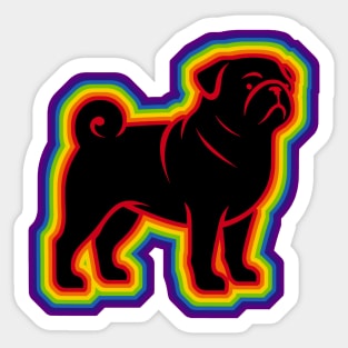 LGBTQ+ rainbow Pug dog silhouette Sticker